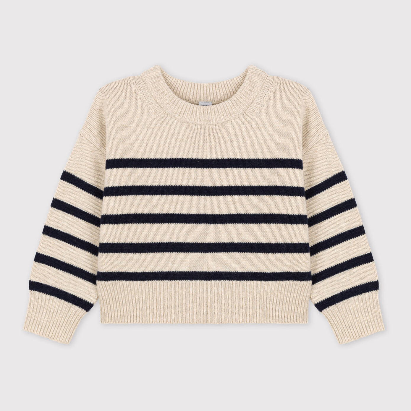 女童象牙白条纹毛衣
