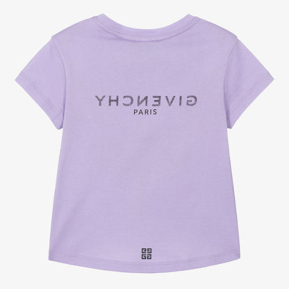 女童紫色Logo棉T恤