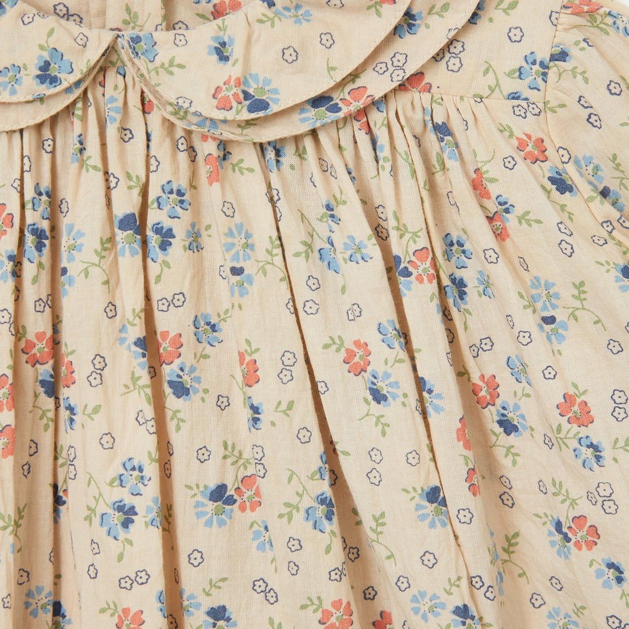 女婴米色碎花连衣裙