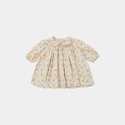 女婴米色碎花连衣裙