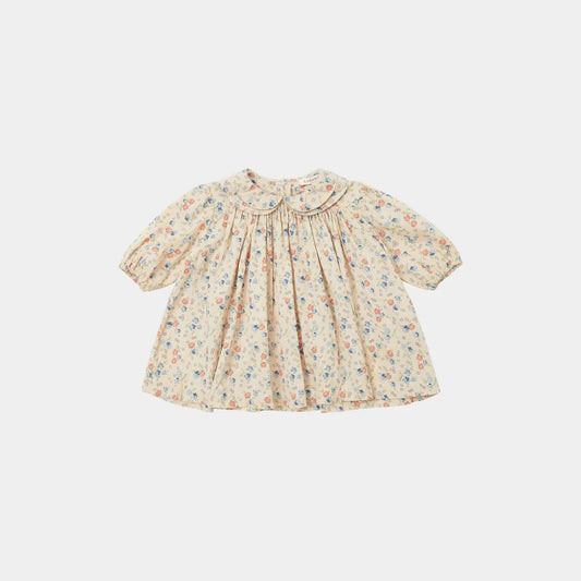 女婴米色碎花连衣裙