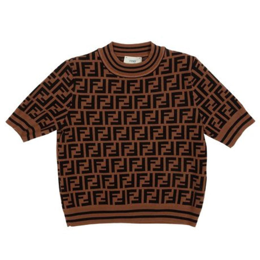 女童棕色FF Logo针织毛衣