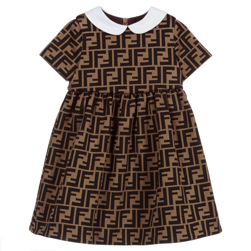 女婴棕色Logo连衣裙