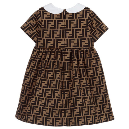 女婴棕色Logo连衣裙