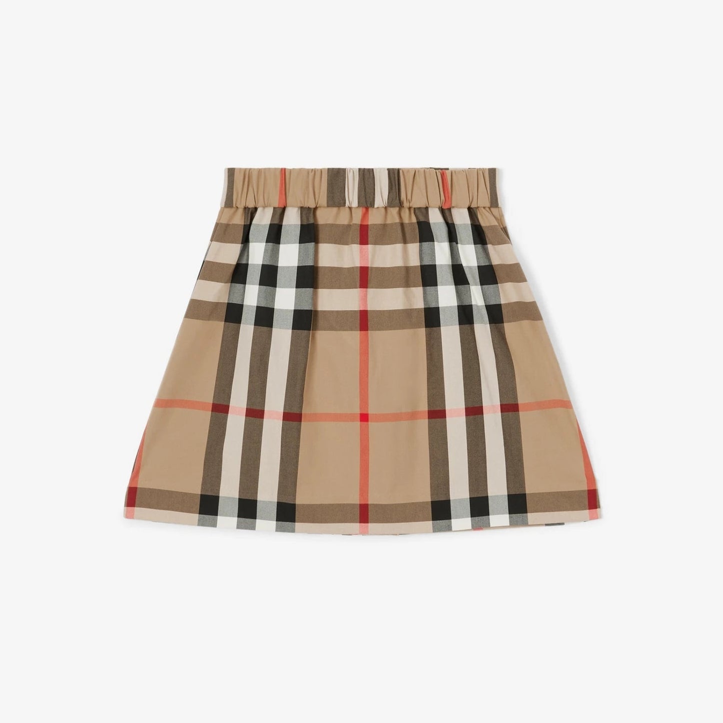 女童米色格子棉短裙