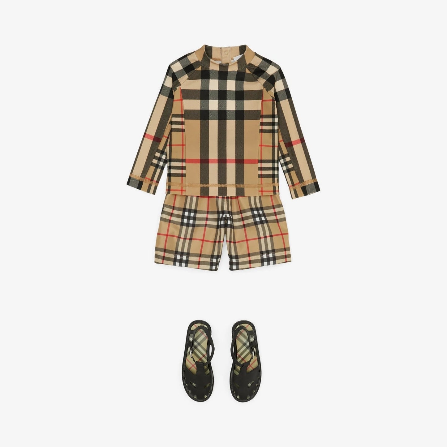 男婴米色格子泳裤