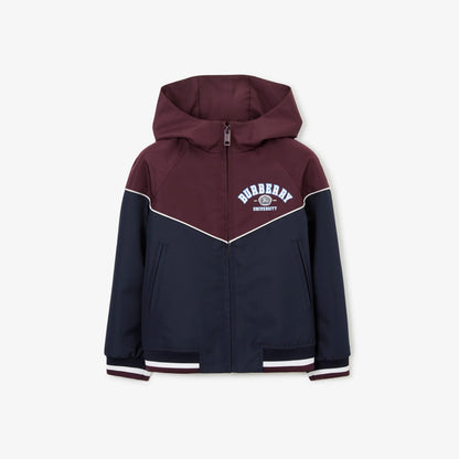 男童深栗色Logo拉链夹克