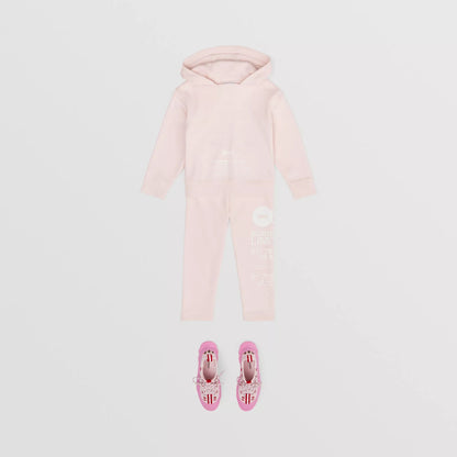 女童粉色Logo棉长裤