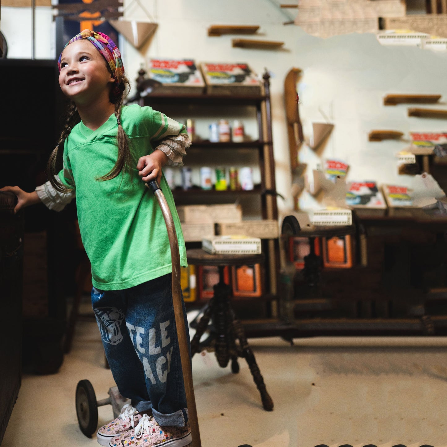 女童彩色格子发带