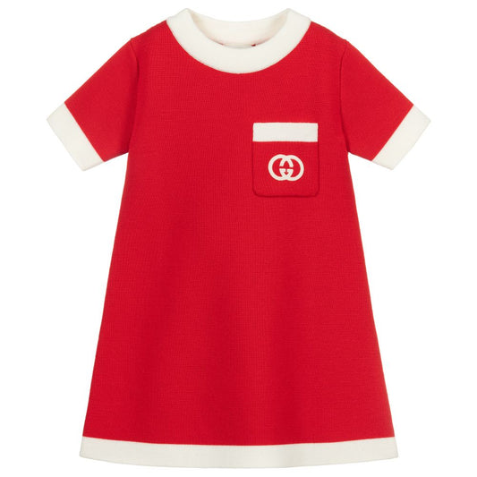 Girls Live Red GG Wool Dress