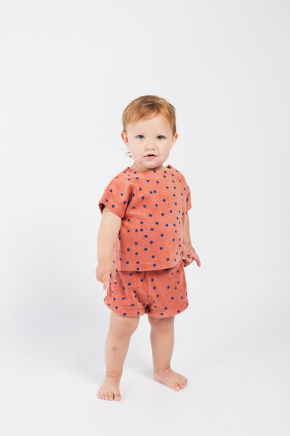 Baby Girls Orange Cotton Short Sleeve Sweatshirt