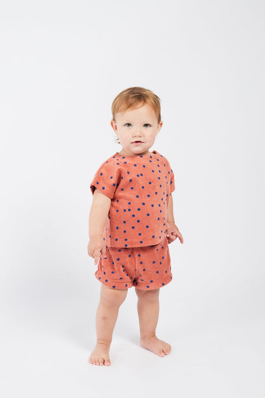 Baby Girls Orange Cotton Short Sleeve Sweatshirt