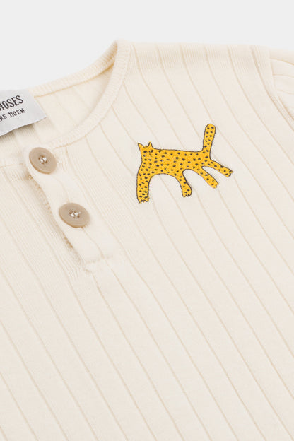 Boys Rice White Leopard Buttoned T-shirt