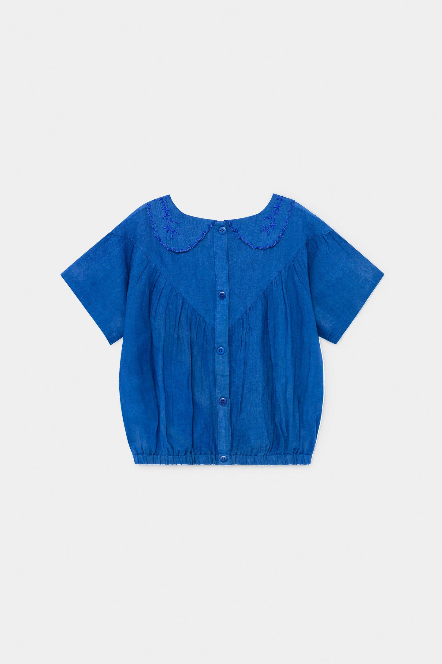 Girls Blue Embroidered Cotton Top