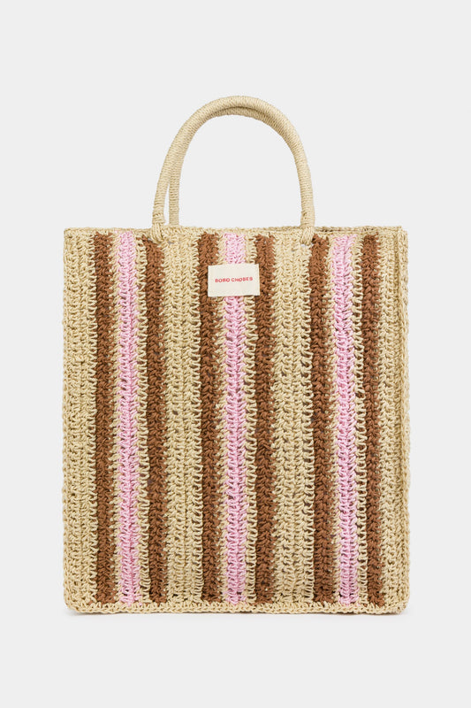 Girls Multicolor Stripe Tote Bag