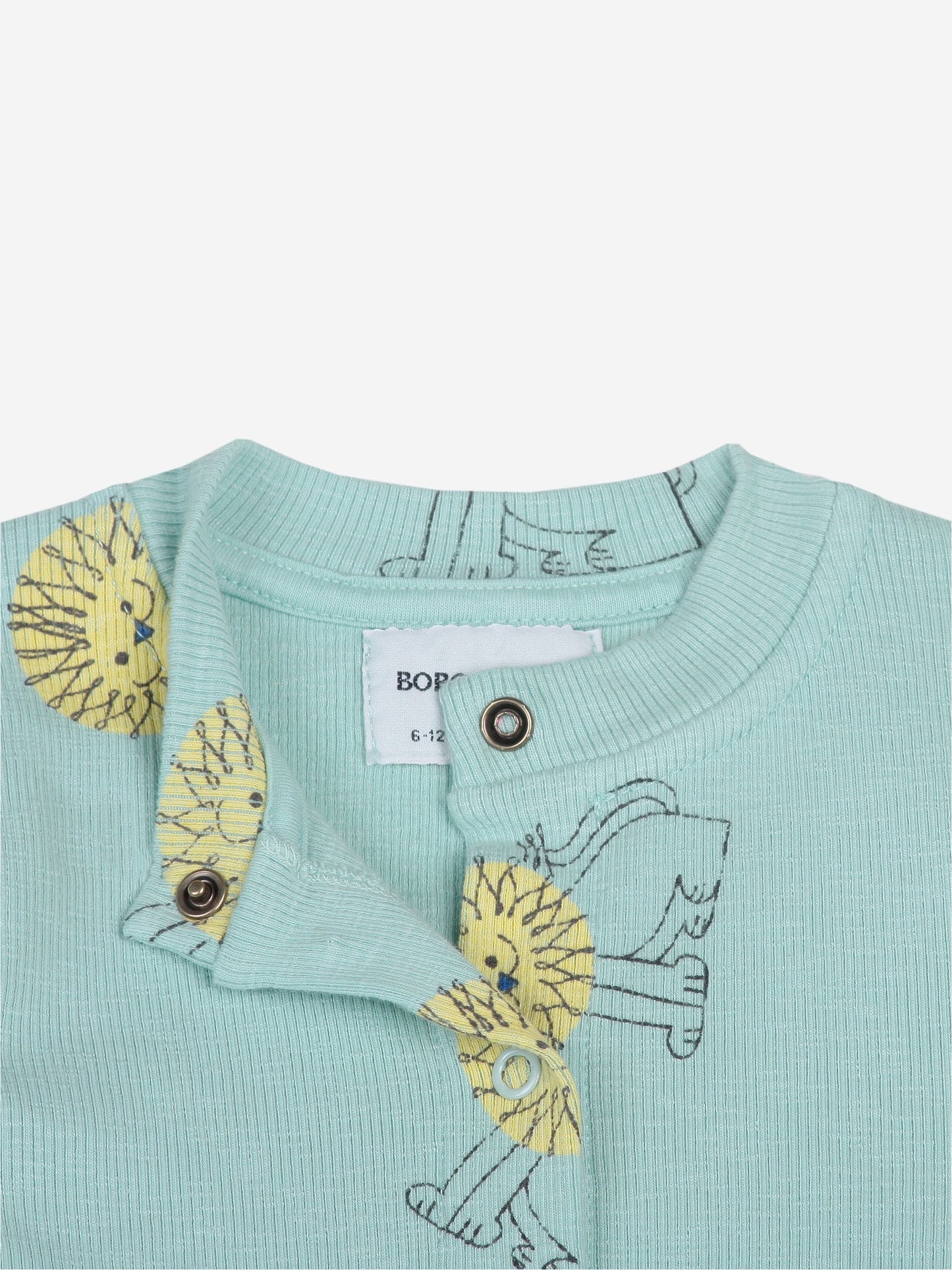 女婴绿色狮子印花棉连体衣