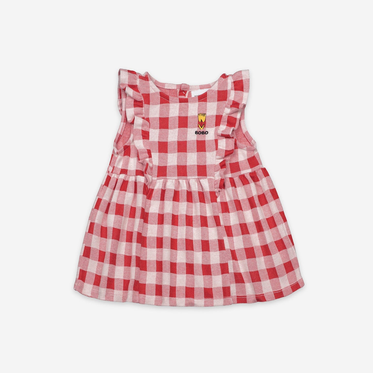女婴红色格子棉连衣裙