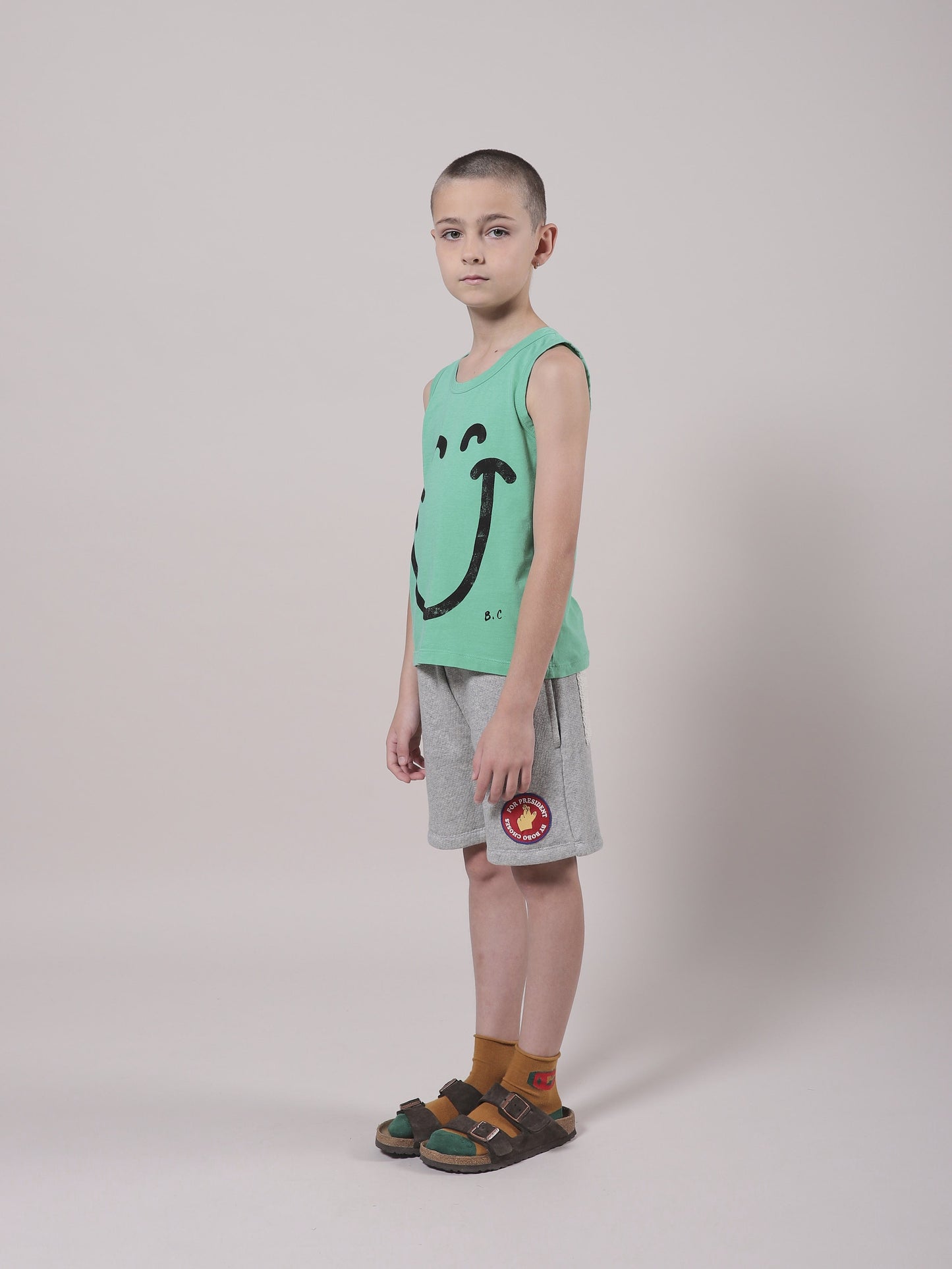 Girls Mint Smile Cotton Tank Top