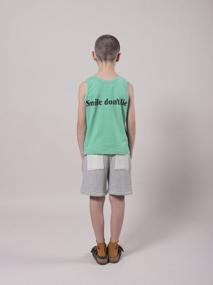 Girls Mint Smile Cotton Tank Top