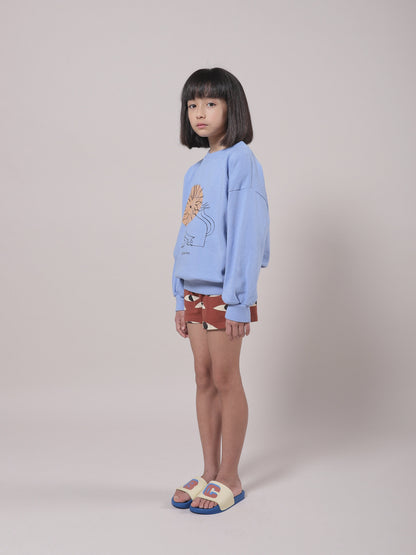 Girls Blue Lion Cotton Sweatshirt
