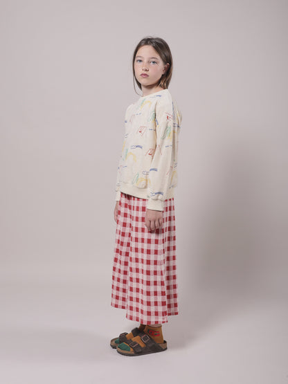 Girls Red Check Cotton Trousers