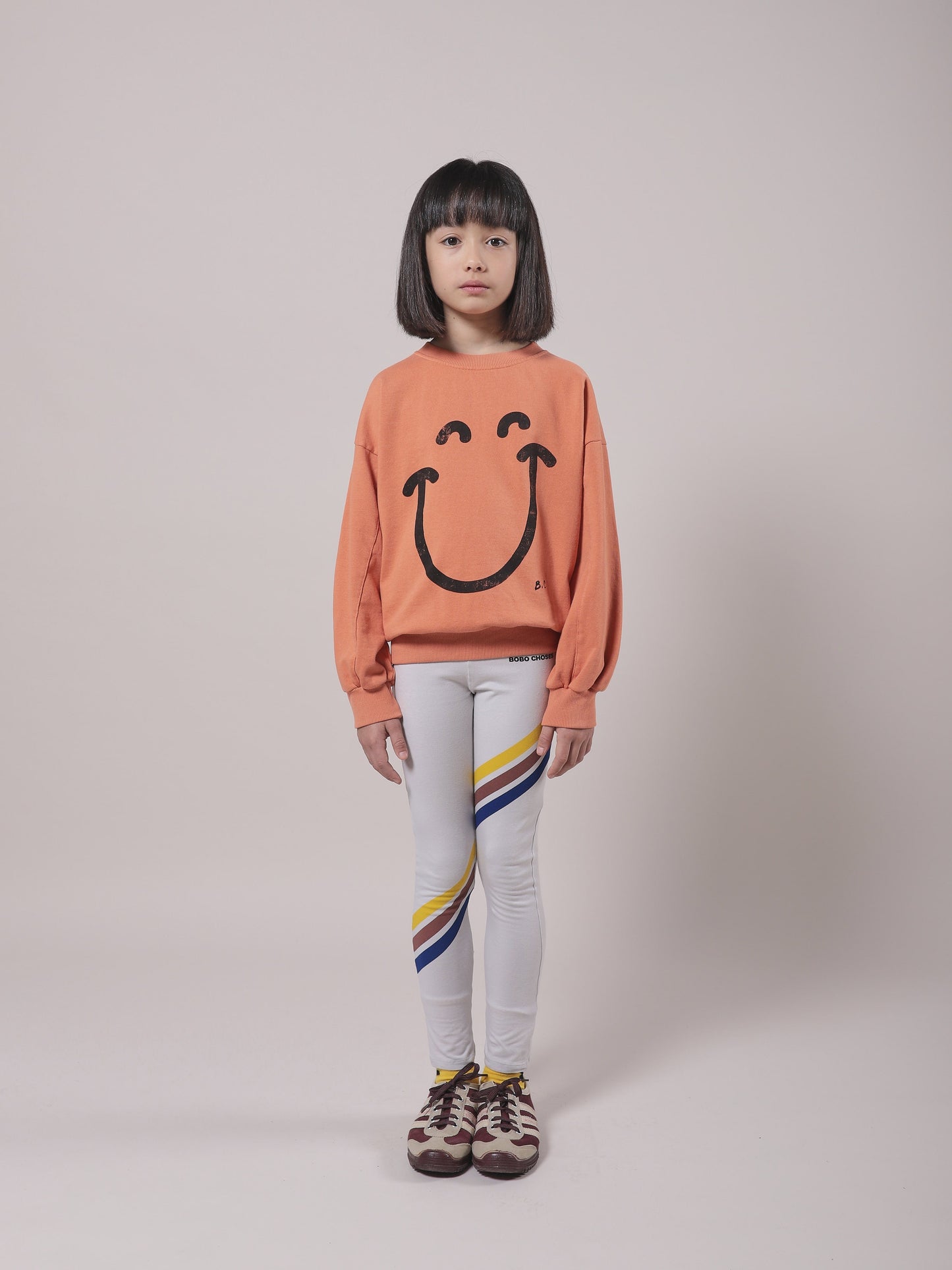女童灰色条纹棉打底裤