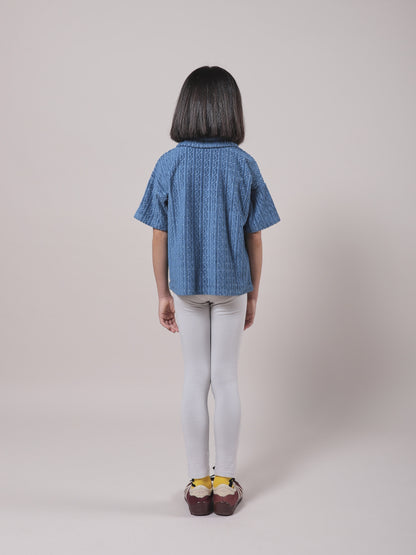 女童灰色条纹棉打底裤