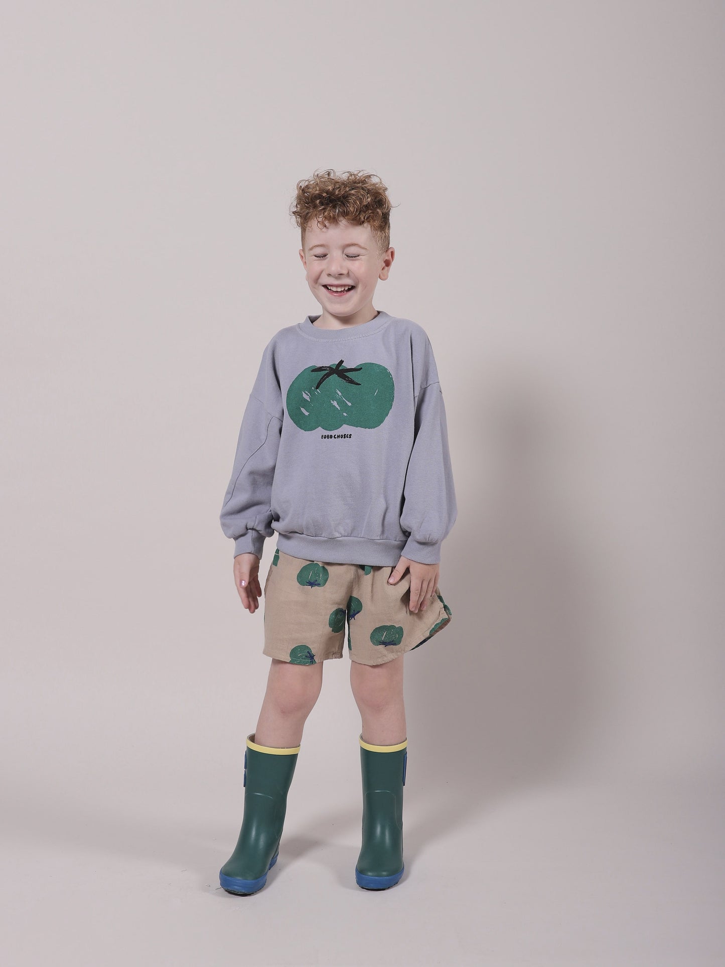 Girls Beige Tomato Cotton Shorts