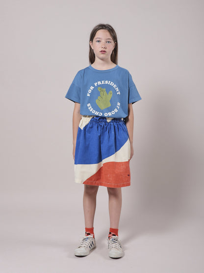 Girls Blue Landscape Cotton Skirt