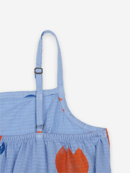 女童蓝色印花棉连体裤