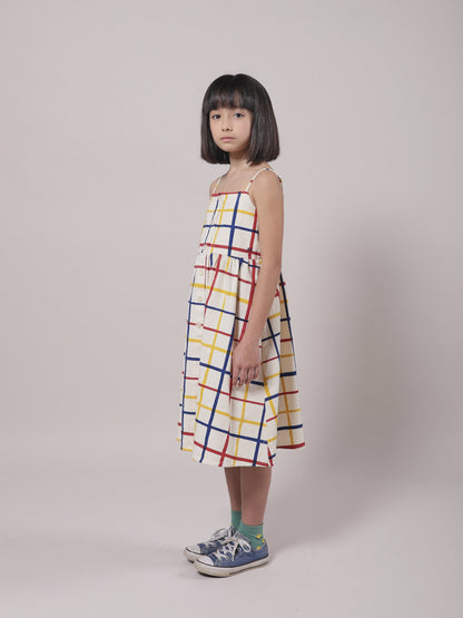 Girls Cream Check Cotton Dress