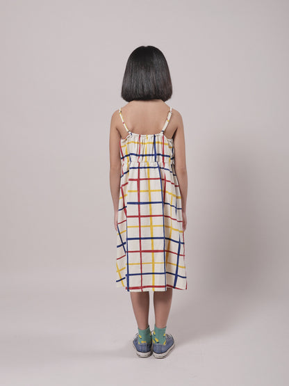 Girls Cream Check Cotton Dress