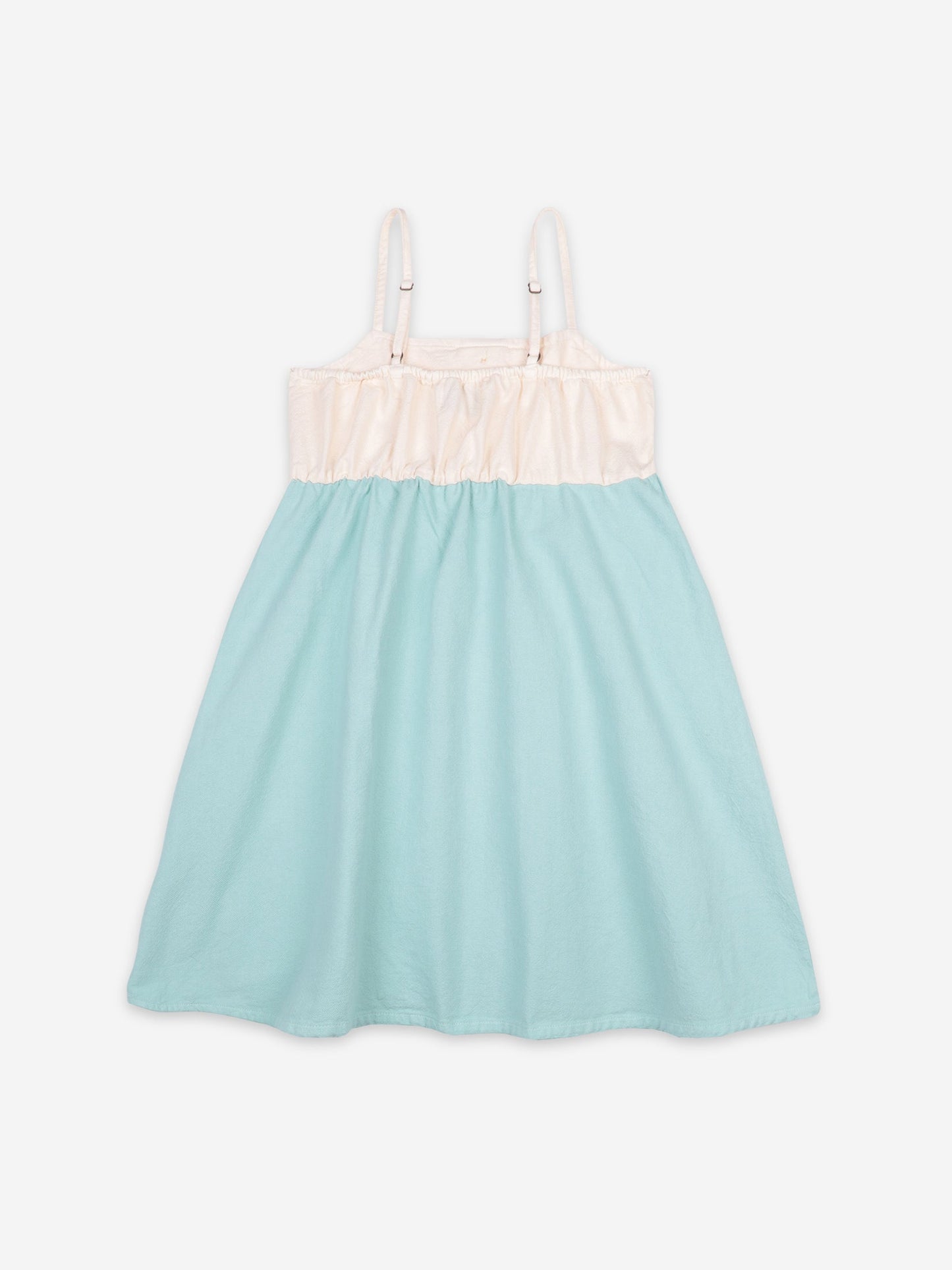 女童绿色纽扣棉连衣裙