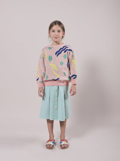 女童绿色纽扣棉连衣裙