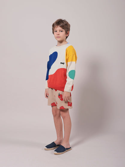 儿童白色绘画棉毛衣