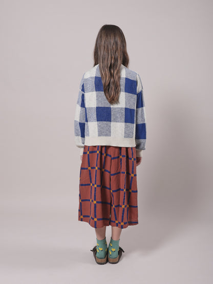 女童蓝色格子开衫