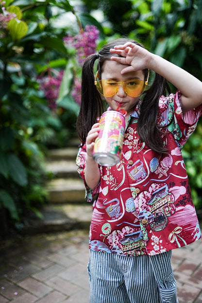 儿童蓝色条纹长裤