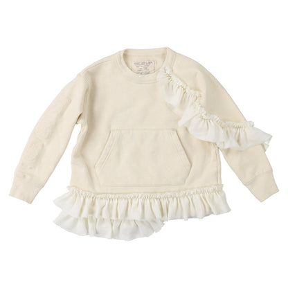 女童白色褶边棉卫衣