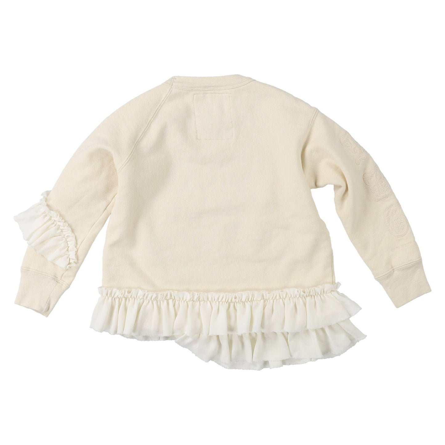 女童白色褶边棉卫衣