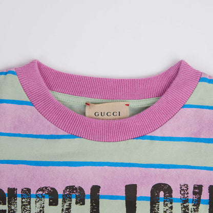 儿童绿色条纹棉T恤