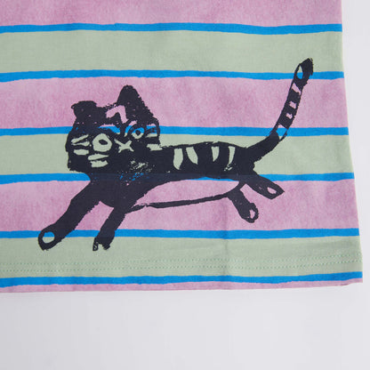 儿童绿色条纹棉T恤