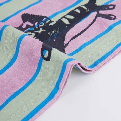 儿童绿色条纹棉T恤