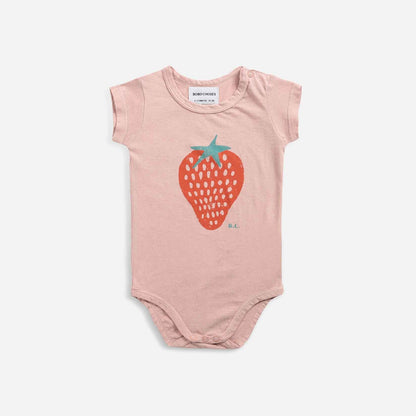 女婴粉色草莓棉连体衣