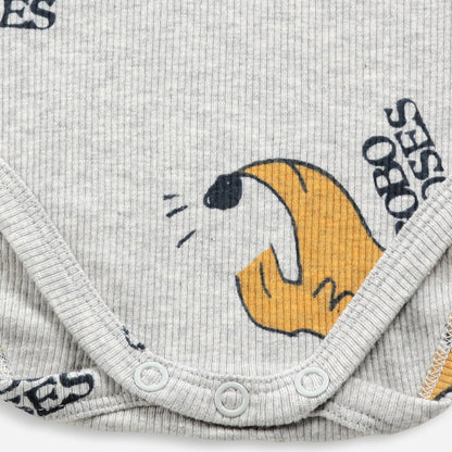 婴儿灰色小狗棉连体衣