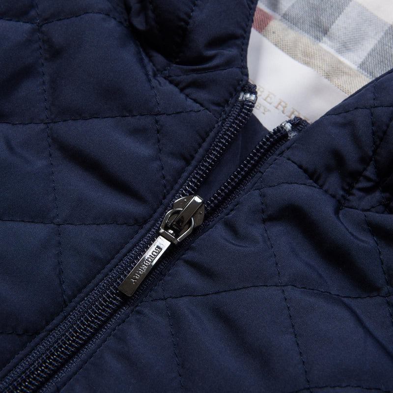 Baby Navy Blue Quilted Hooded Jacket