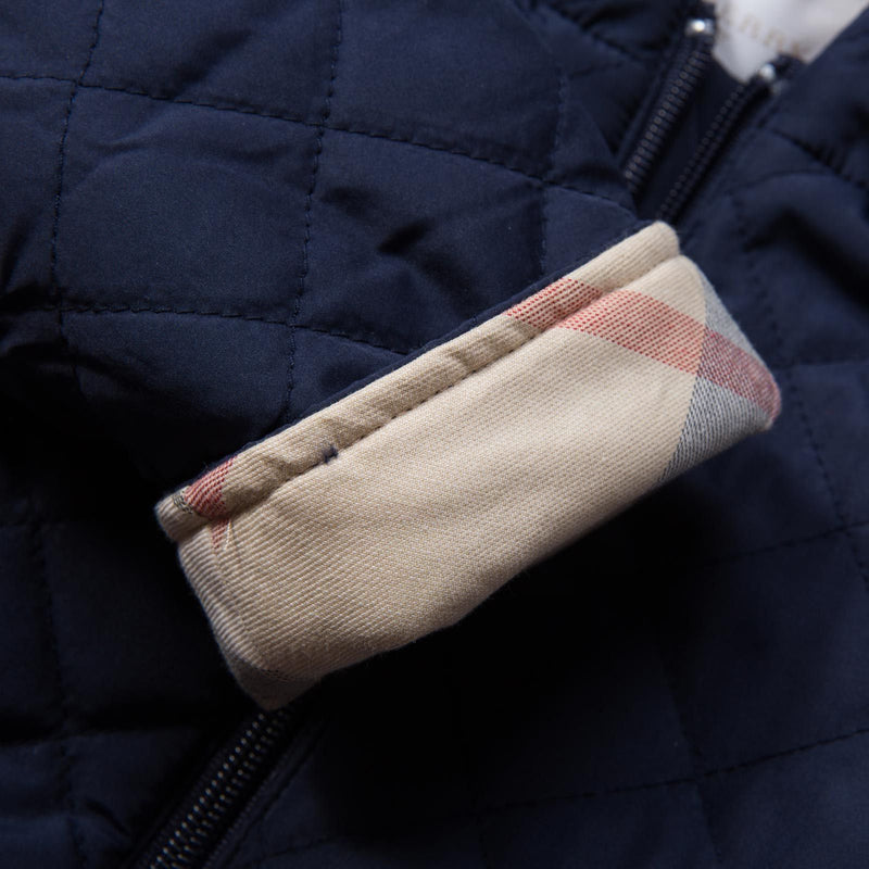 Baby Navy Blue Quilted Hooded Jacket