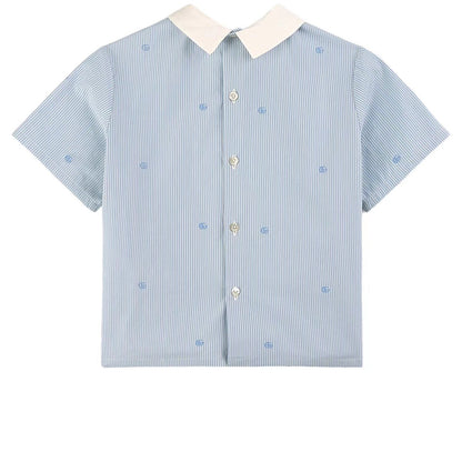 婴儿蓝色棉衬衫