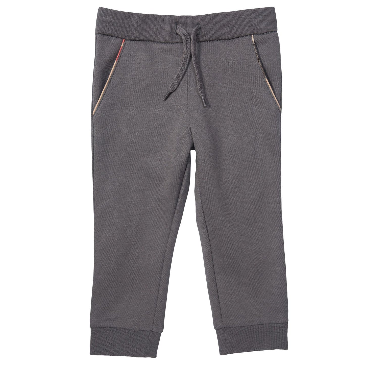 Boys Grey Tracksuit With Check Lined Hood