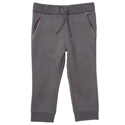 Boys Grey Tracksuit With Check Lined Hood