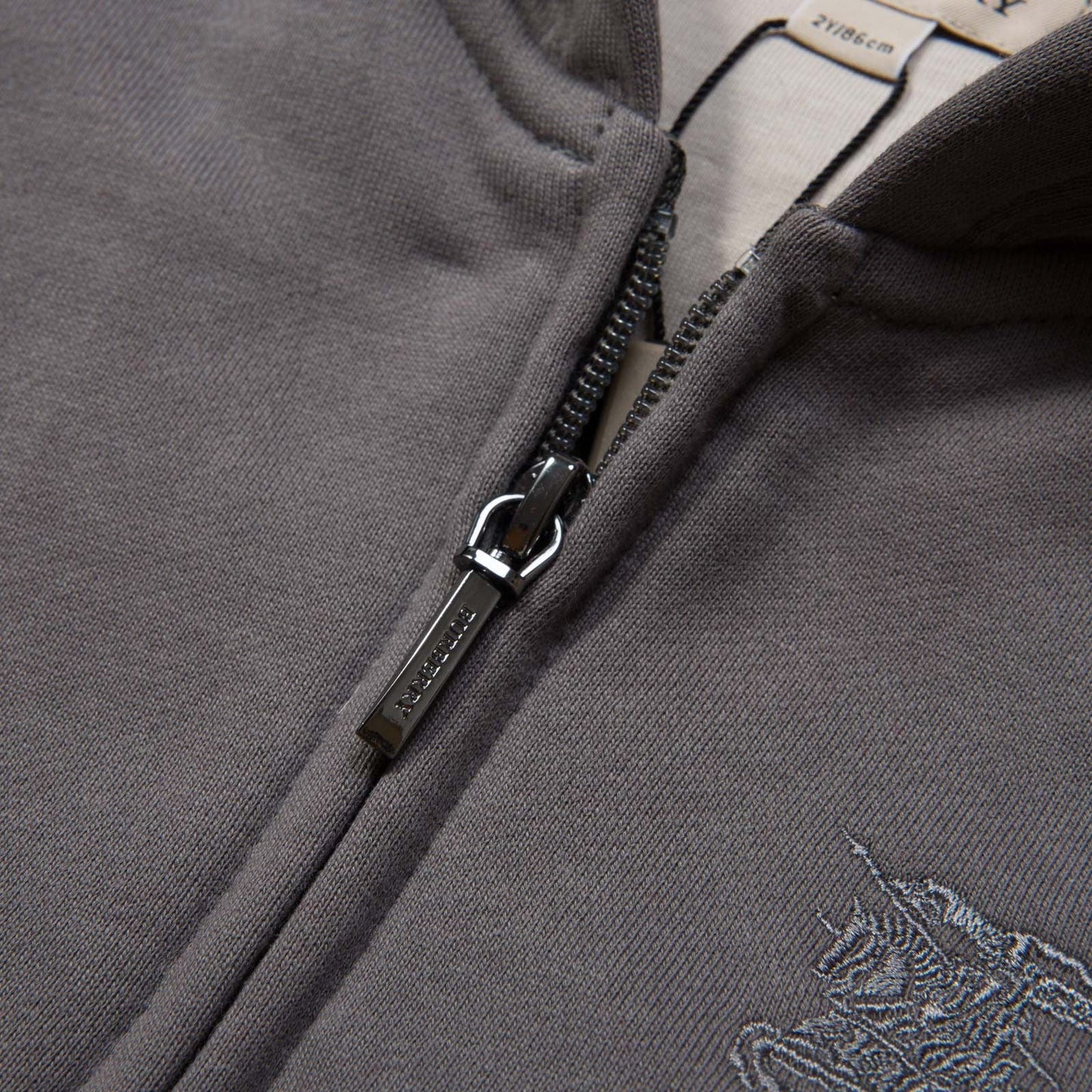 Boys Grey Tracksuit With Check Lined Hood